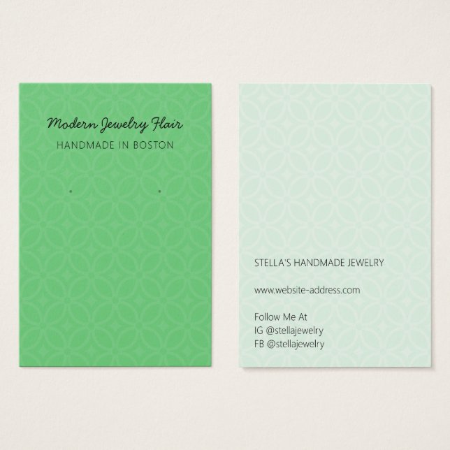 Modern Pattern Green Earring Display Card (Anverso y reverso)