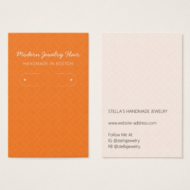 Modern Pattern Orange Hoop Earring Display Card (Anverso y reverso)