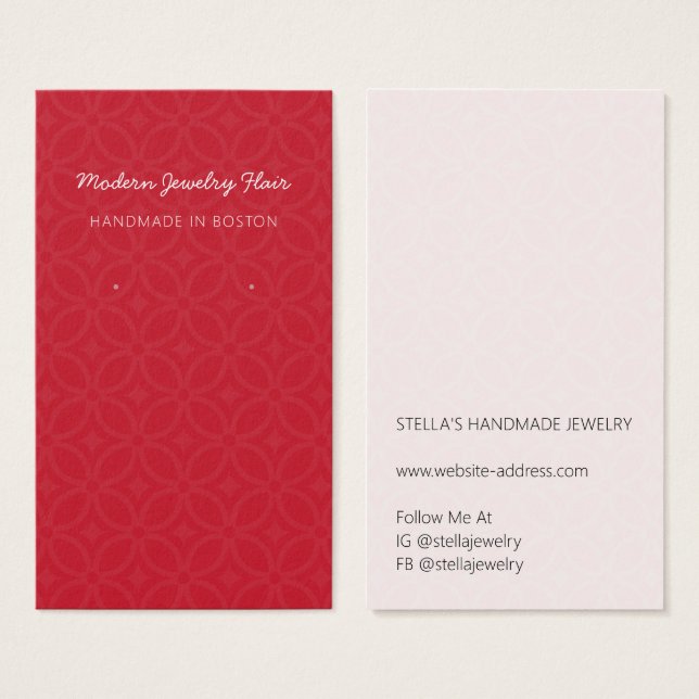 Modern Pattern Red Earring Display Card (Anverso y reverso)