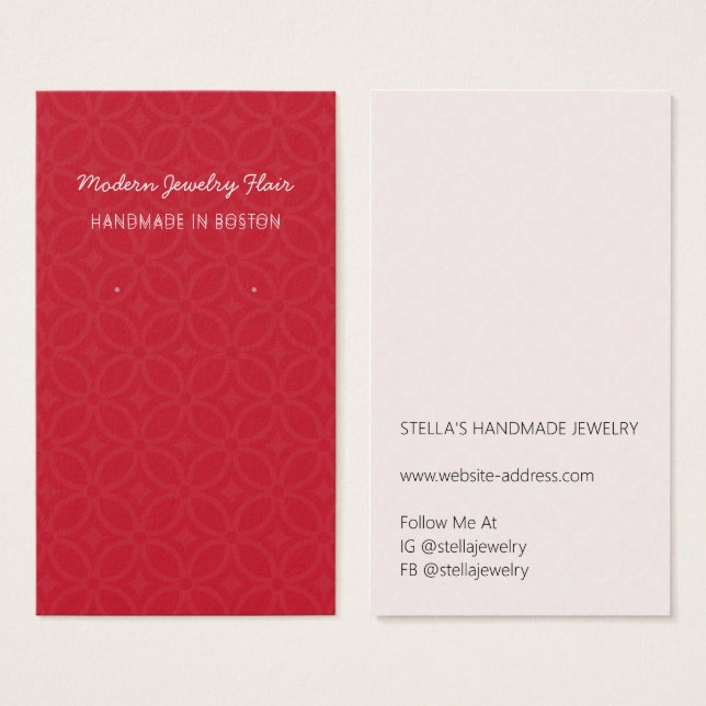 Modern Pattern Red Earring Display Card (Anverso y reverso)