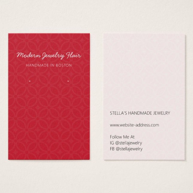Modern Pattern Red Earring Display Card (Anverso y reverso)