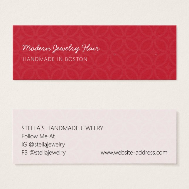 Modern Pattern Red Stud Earring Display Card (Anverso y reverso)