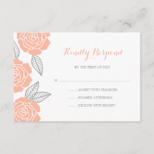 Modern Peach and Grey Rosa Wedding RSVP