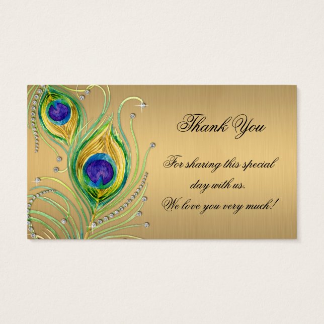 Modern Peacock Feathers Faux Jewel Scrorl (Atrás)