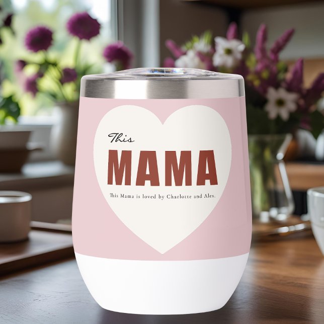 Modern Personalized Mama Heart Water Bottle (Subido por el creador)