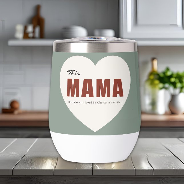Modern Personalized Mama Heart Water Bottle (Subido por el creador)