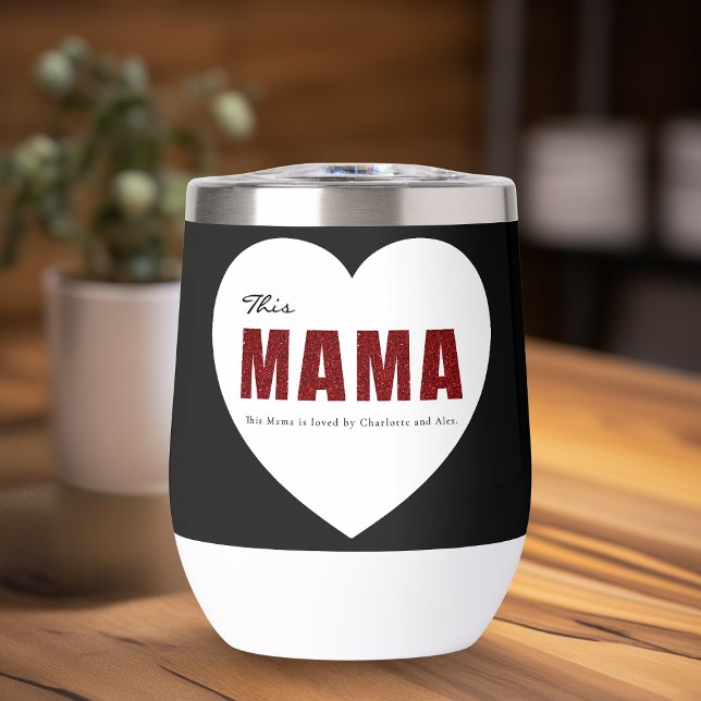 Modern Personalized Mama Heart Water Bottle (Subido por el creador)