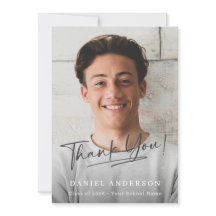 Modern Photo Script Graduation Thank You Card