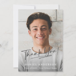 Modern Photo Script Graduation Thank You Card
