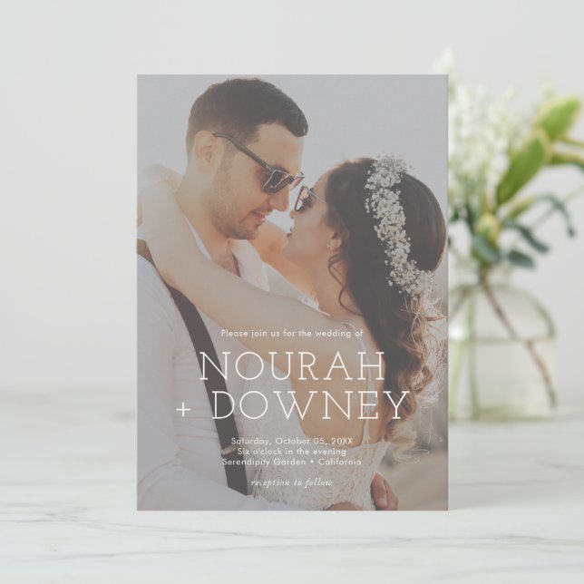 Modern Photo Wedding Invitation | Simple & Elegant (Anverso de pie)