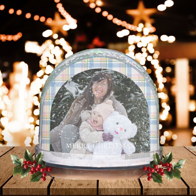 Modern Pink Gingham Christmas Photo  (Subido por el creador)