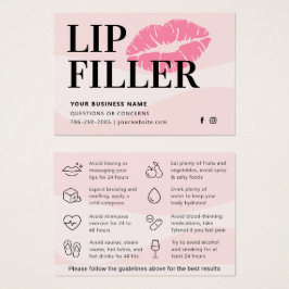 Modern Pink Lip Filler Aftercare Instructions Card
