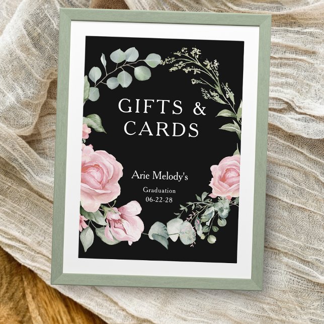 Modern Pink Roses Script Graduation Gifts & Cards (Subido por el creador)
