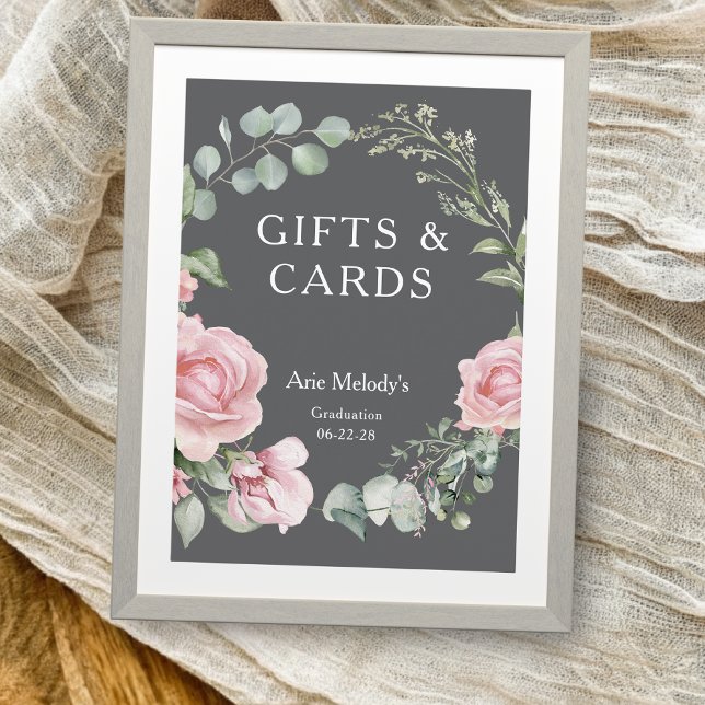 Modern Pink Roses Script Graduation Gifts & Cards (Subido por el creador)