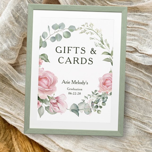 Modern Pink Roses Script Graduation Gifts & Cards (Subido por el creador)