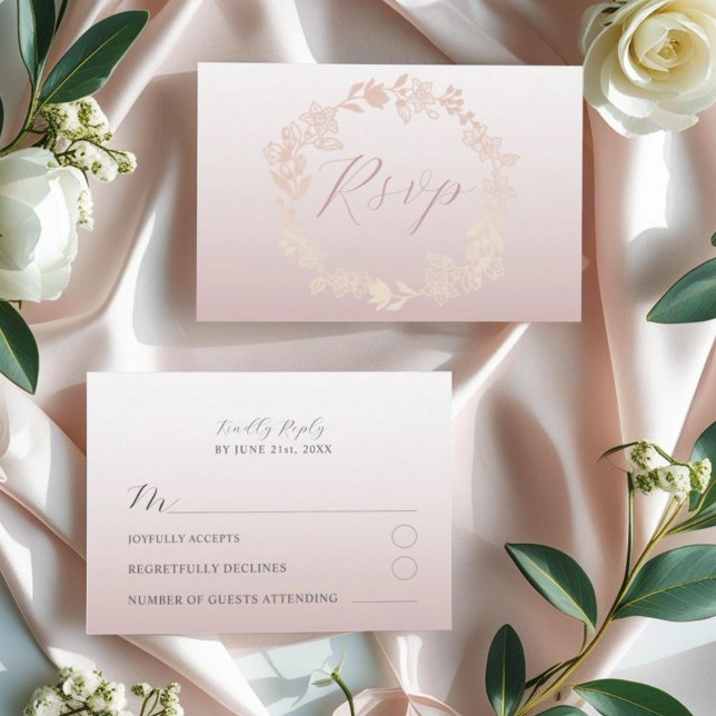 Modern Pink RSVP Calligraphy Wedding Card (Subido por el creador)