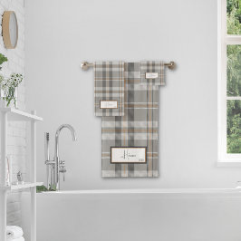 Modern Plaid Cloud Gray Bath Towel Set