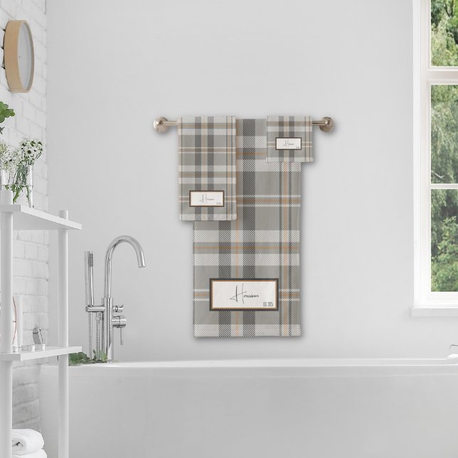 Modern Plaid Cloud Gray Bath Towel Set (Subido por el creador)