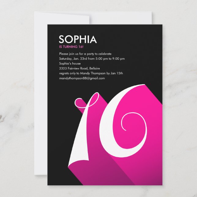 Modern Pop Sweet 16 invitaciones para fiestas (Anverso)