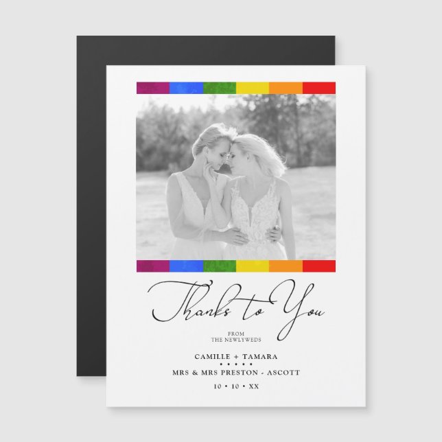 Modern Pride Rainbow Flag Lesbian Gay Wedding (Anverso/Reverso)