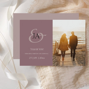 Modern Purple Initials Photo Boda Gracias