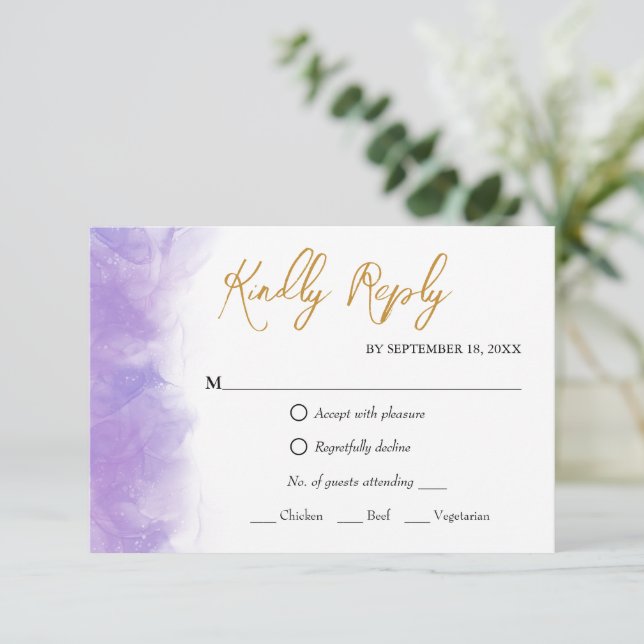 Modern Purple Violet RSVP Card (Anverso de pie)