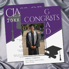 Modern Purple White Geometric Photo Graduation