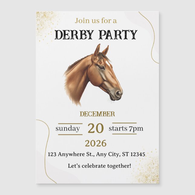 Modern Race Horse Derby Party Invitation (Anverso)