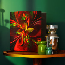 Modern Red Green Floral Abstract Art Pattern #05