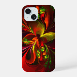 Modern Red Green Floral Abstract Art Pattern #05