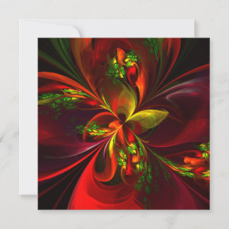 Modern Red Green Floral Abstract Art Pattern #05
