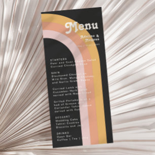 Modern Retro 70's Rainbow Dark Boda Dinner Menú