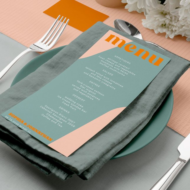 Modern retro groovy wedding template menu (Subido por el creador)