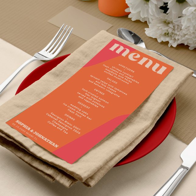 Modern retro groovy wedding template menu (Subido por el creador)