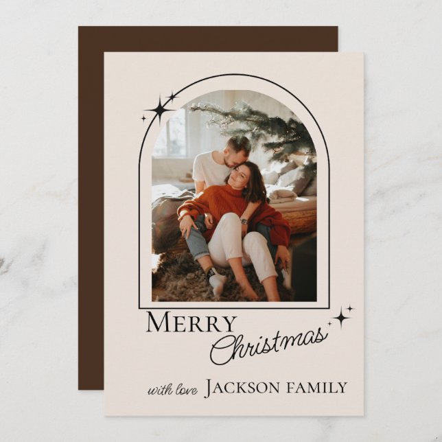 Modern Retro New Year 2026 Family Photo Card (Anverso / Reverso)