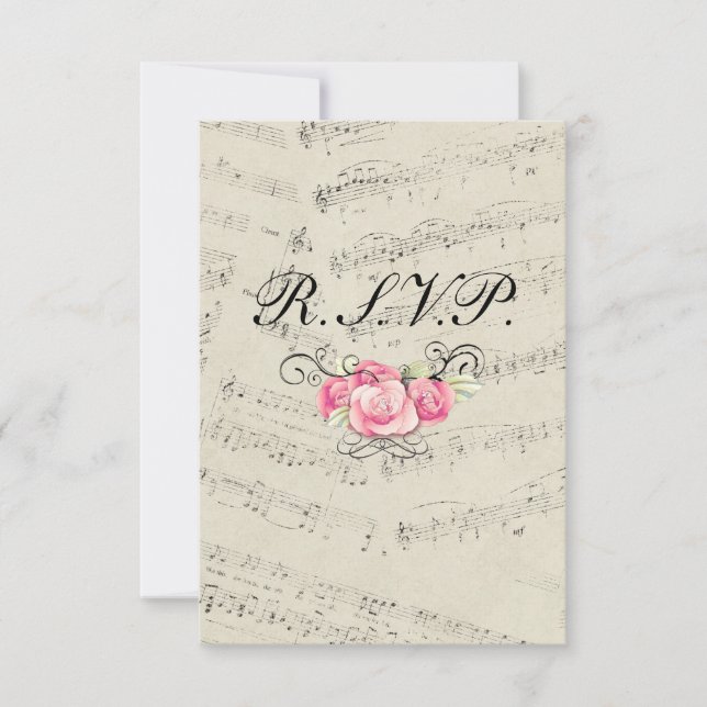 Modern Romantic Music Notes Boda Respuesta RSVP (Anverso)