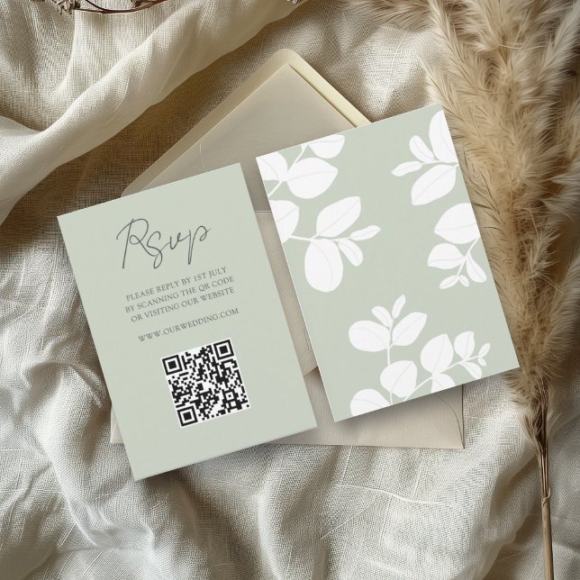 Modern Sage Green Eucalyptus Wedding RSVP (Subido por el creador)