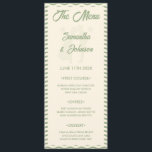Modern Sage Green Wavy Stripe Wedding Menu Card<br><div class="desc">Enhance your wedding reception with this modern sage green wavy stripe wedding menu card. The elegant flowing stripe design adds a chic, contemporary touch, perfect for modern, minimalist, or nature-inspired weddings. Fully customizable with your menu selections, names, and wedding date, this stylish menu card creates a cohesive and polished look...</div>