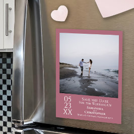 Modern Save the Date Photo Dusty Rosa Magnet