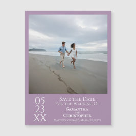 Modern Save the Date Photo Lavender Magnet