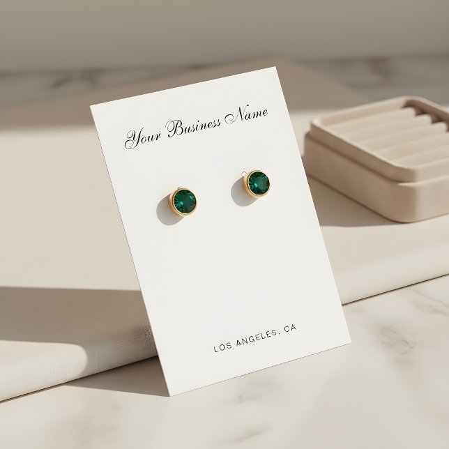 Modern Script Business Name Earring Holder Cards (Subido por el creador)
