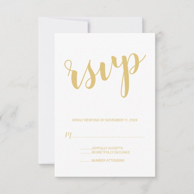 Modern Script Gold Wedding RSVP (Anverso)