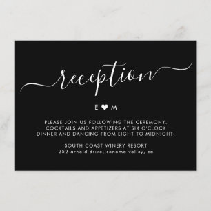 Modern Script Monograma Recepción de la boda negra