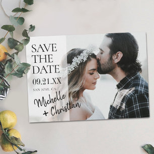 Modern Script Photo Wedding Guardar la invitación 