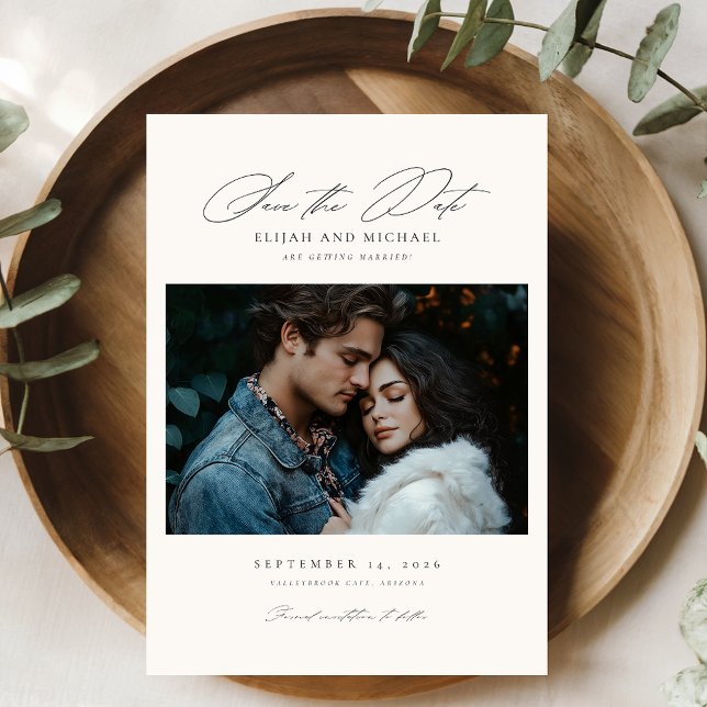 Modern Script Photo Wedding Guardar la invitación  (Subido por el creador)