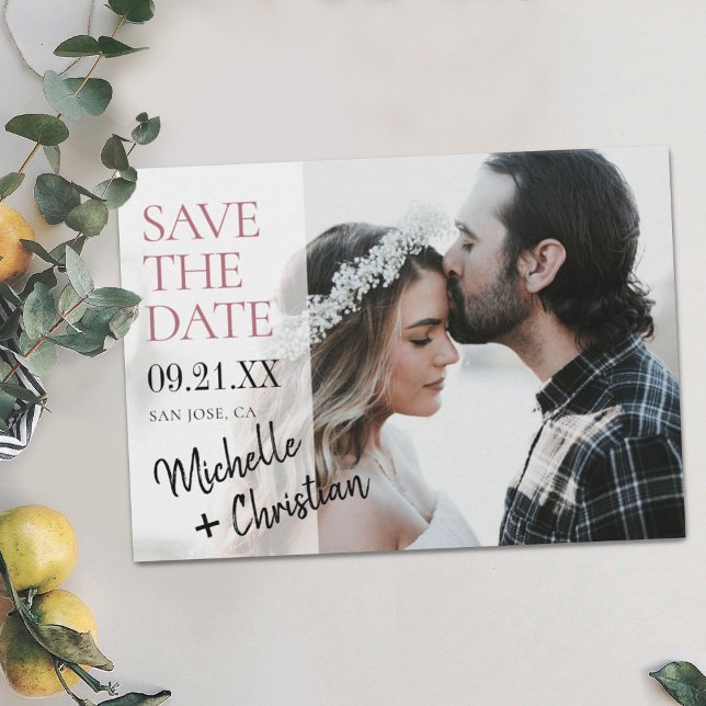 Modern Script Photo Wedding Guardar la invitación  (Subido por el creador)