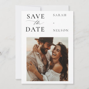 Modern Script Photo Wedding Guardar la invitación 