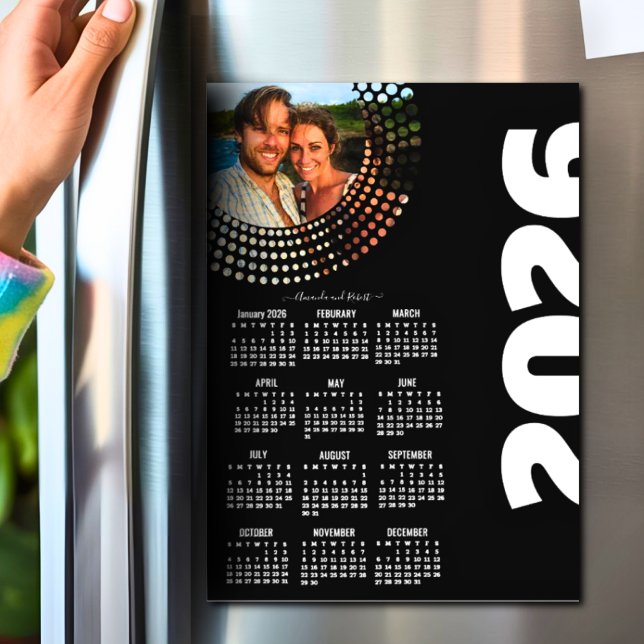 Modern Script Stylish 2026 Calendar Photo Magnet  (Subido por el creador)