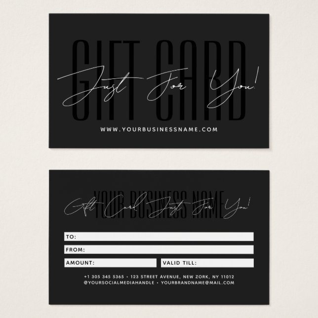 Modern script typography business gift card  (Anverso y reverso)