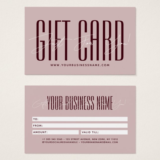 Modern script typography business gift card  (Anverso y reverso)